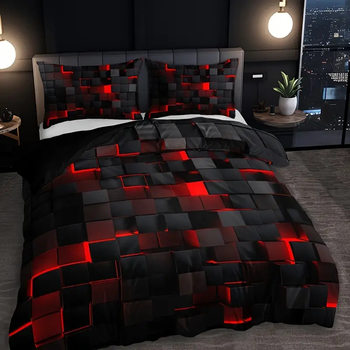 Abstract Grid Series Quilt Cover Digital Printed Bedding Set Soft Duvet Cover for Bedroom Room
