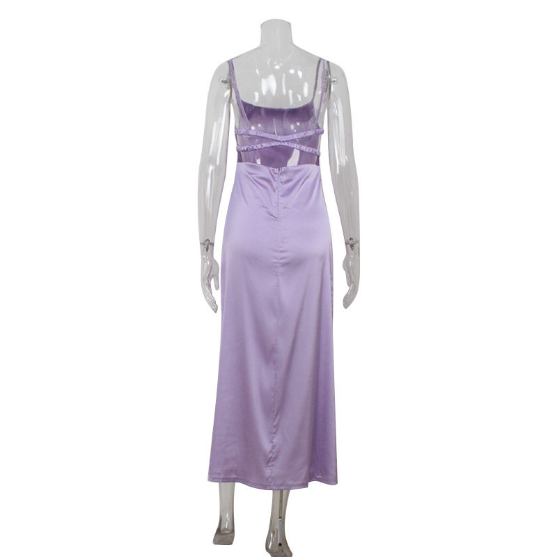 French Style Womens Satin Slip Dress Elegant Slim Fit Backless Soft Texture Perfect for Evening Events Wholesale