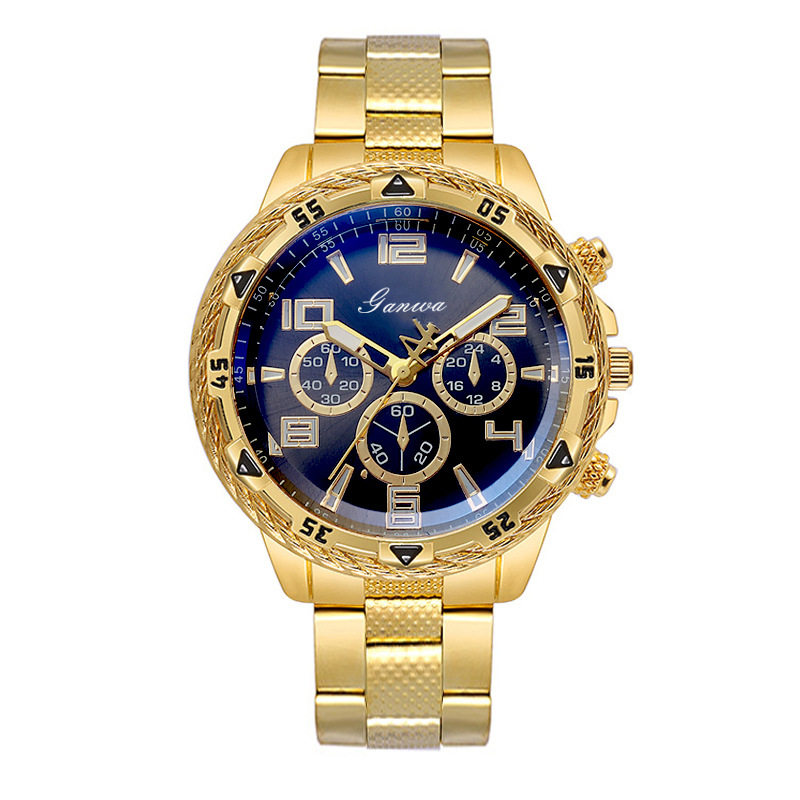 Men's Watch, High-End Feel, Foreign Trade Ready Stock, Blue Light Glass, Steel Band, Men's Watch, Cross-Border Large Dial Quartz Watch