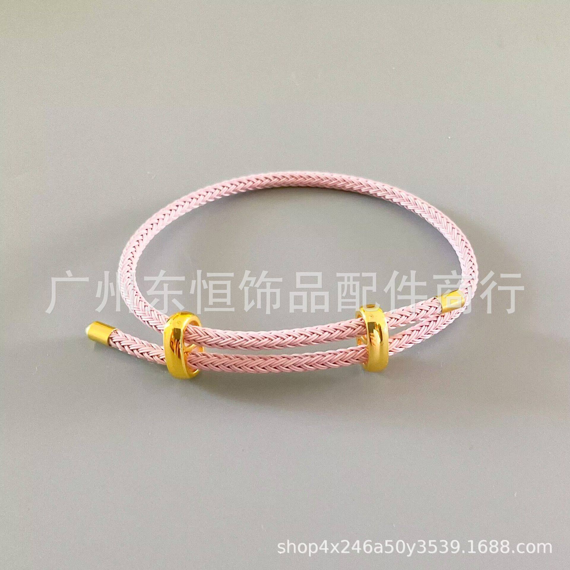Factory direct classic steel wire hand rope adjustable buckle woven bracelet DIY hard gold bracelet all-match red rope