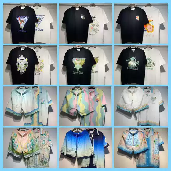 Cross-border Casablanca Summer New Arrival Dreamland Printed Men's and Women's Casual Loose Short-sleeved Round Neck T-shirt Trendy