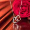 2023 New Double Love necklace for women European and American fashionable elegant all-match double ring clavicle chain Valentine's Day gift