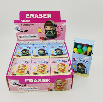 Little Girl Match Eraser Wholesale Award Creative Stationery Cute Children Cartoon Gift Learning Student Prize