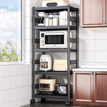 Household Removable Sandwich Kitchen Microwave Pot Storage Artifact Multi-Layer Carbon Steel Kitchen Supplies Storage Rack