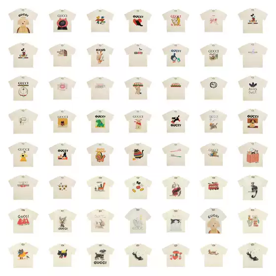 Cross-border 25SS New Puppy Animal Print Series Unisex Short Sleeve T-Shirt Matching Couple Tee Versatile