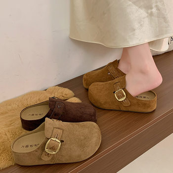 Boken Shoes French Retro Closed-Toe Slip-On Women's Outdoor Casual Shoes 2025 Spring and Autumn New Flat Breathable Shoes