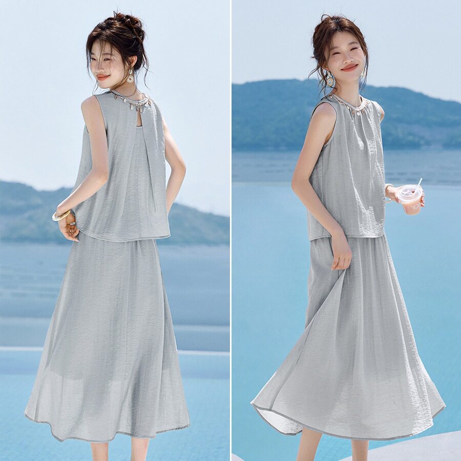 巨好看绝美衬衫半身裙两件套2025夏季亚麻洋气轻薄套装女