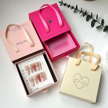 High-end jewelry display box custom logo wear nail jewelry pull box wear nail storage packaging drawer paper cover