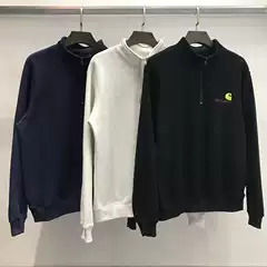 Cross-border Export Trendy Brand Half-zip Sweatshirt Fleece-lined Embroidered Letters Stand Collar Loose Couple Casual Pullover Hoodie for Men