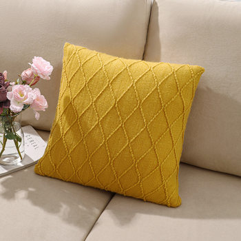 Nordic Solid Color Woven Model Room Knitted Pillow Living Room Sofa Decorative Cushion Plain Color Bedroom Wool Pillow Core