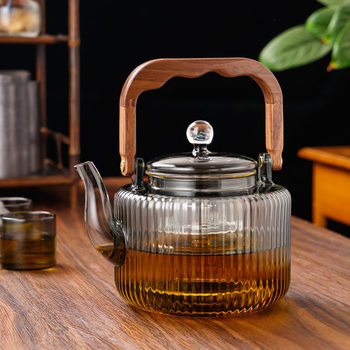 Large Capacity 1400ml Glass Teapot for Brewing Tea, Suitable for Home Use with Electric Ceramic Stove, Floral Teapot
