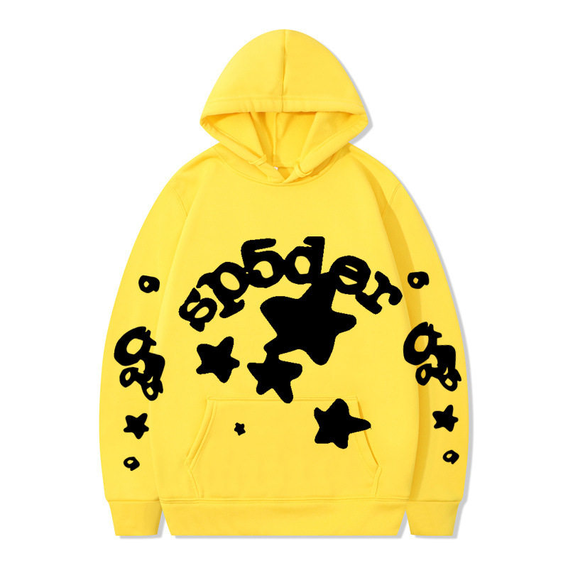 跨境 SP5DER蜘蛛网印花帽衫欧美潮牌大码宽松男女款连帽卫衣