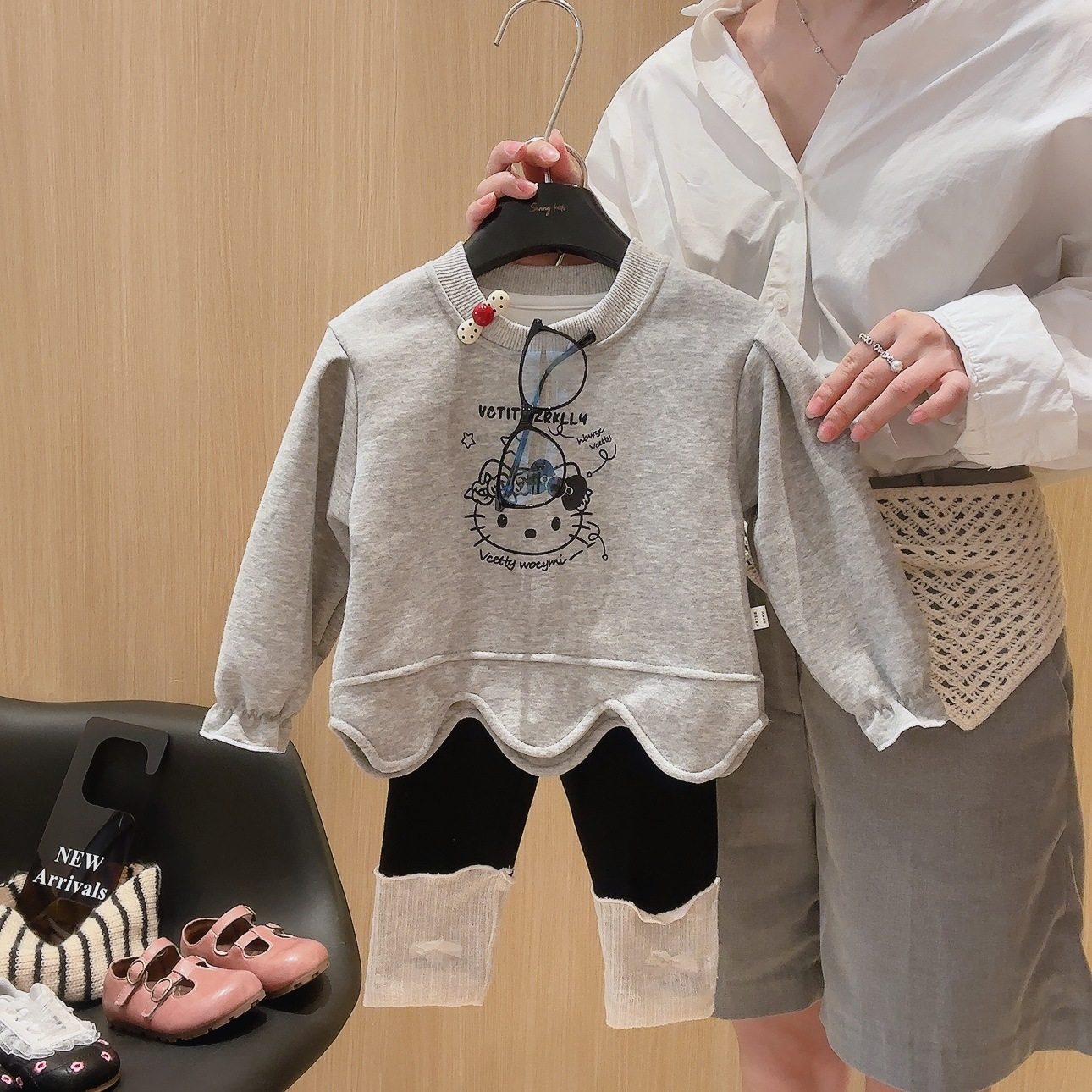 Mädchen-Herbstneuheit-stylisches einzigartiges Top-Set, Kleinkinder-Baby-Mädchen-Herbst-Hoodie-Outfit