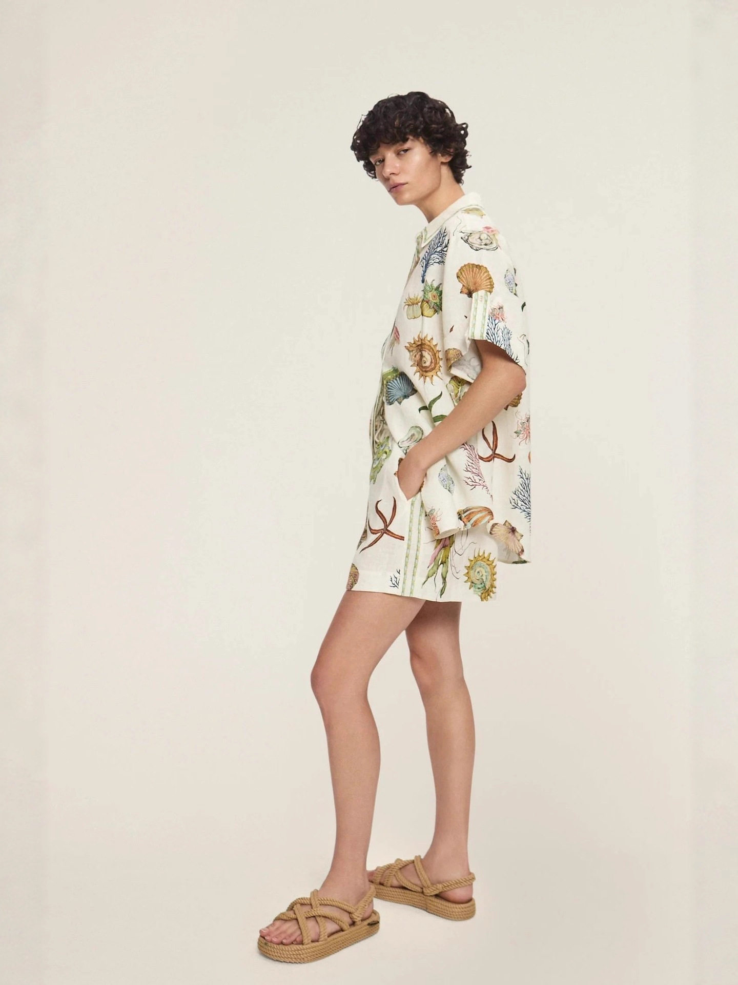 European and American Cross-Border 2025 New Amazon Aliexpress Independent Station Casual Fashion Linen Printed Shirt Shorts Suit