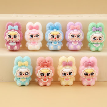 New Q Version Sitting Flocked Rabbit Ears Cute Girl Doll Blind Box Creative DIY Car Desktop Decoration Ornaments
