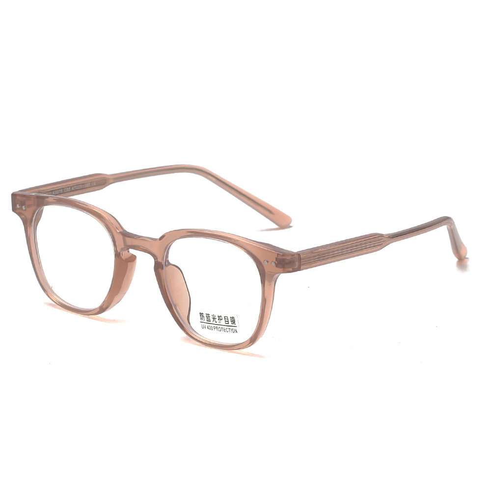 New Tr90 Plate Leg Anti-Blue Light Flat Glasses Frame Men's Fashionable Rice Nail Square Frame Can Be Matched with Sweet for Myopic Women