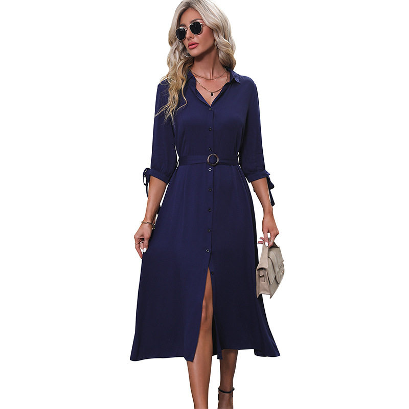 Long Sleeve Solid Color Vintage Dress Sweet Style Spring Collection Perfect for Casual and Formal Occasions Wholesale