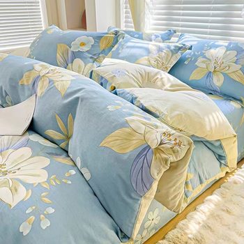 Cotton Four-piece Set 100 Pure Cotton Twill Printed Quilt Cover Quilt Cover Bed Sheet Dormitory Three-piece Set Gift Group Purchase