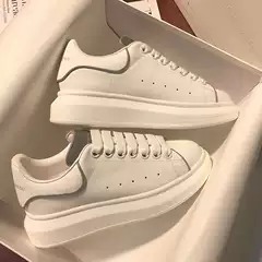 Mcqueen Spring and Autumn White Sneakers for Men and Women 2026 New Thick-Soled Casual Versatile Sports Shoes Couple Height-Increasing Sneakers
