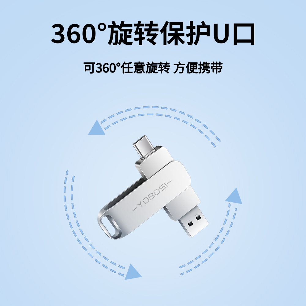 USB Flash Drive Customized 32g Car Metal High-Speed 64g Large-Capacity Mobile Phone and Computer Dual-Purpose Rotating USB Flash Drive 128Gb Gift