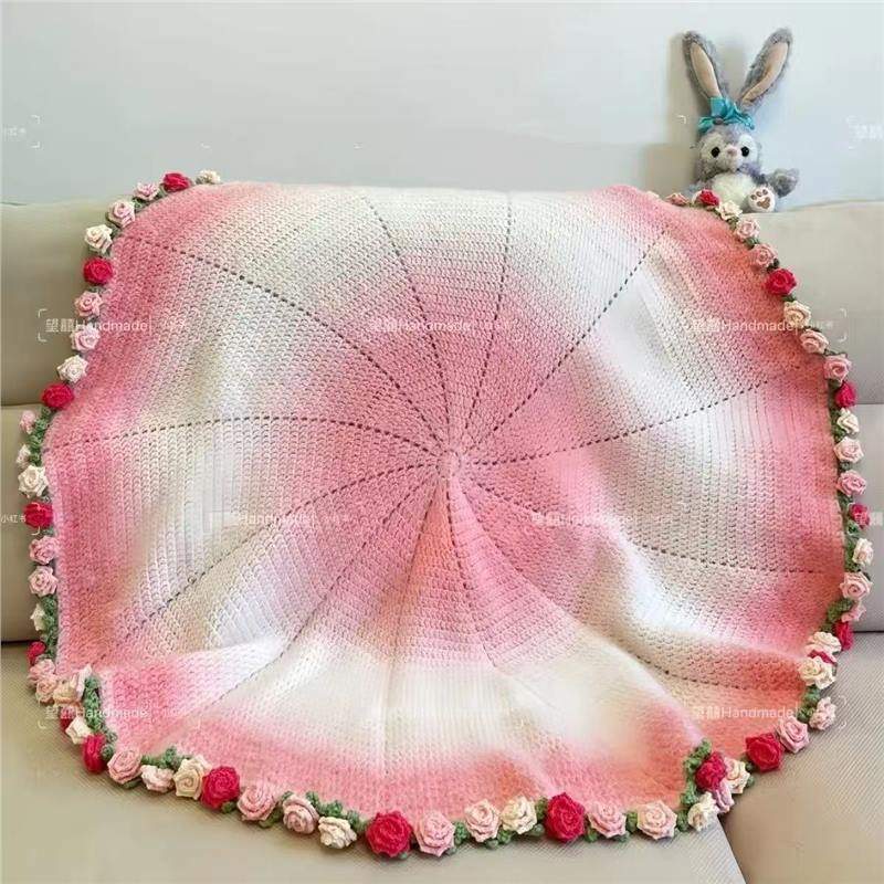 Hand-Knitted Rose Bouquet Blanket Material Package Wool Ball Crocheted Flower Wool Ball Crocheted for Friends