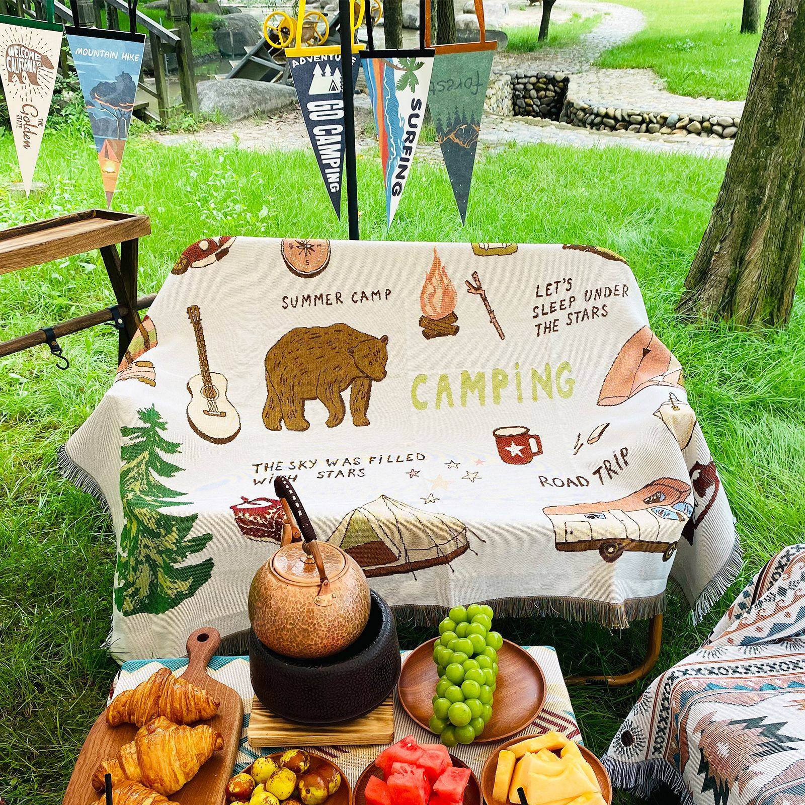 Camping Blanket Outdoor Blanket Picnic Blanket Sofa Blanket Ins Wind Line Blanket Nap Blanket Bohemian Blanket