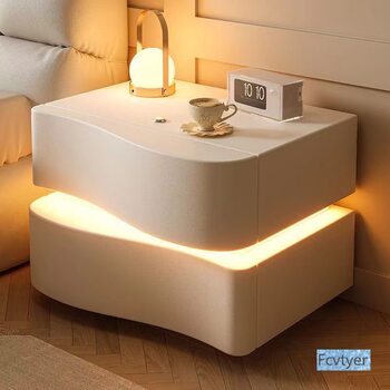 Cream Style Bedside Table 2025 New Bedroom Creative Home Modern Simple High-End Solid Wood Bedside Storage New Style