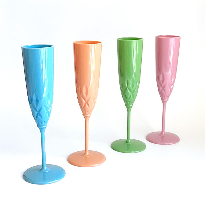 Factory Direct supply 125ml plastic goblet bar restaurant wine glass color champagne glass PS disposable wine glass