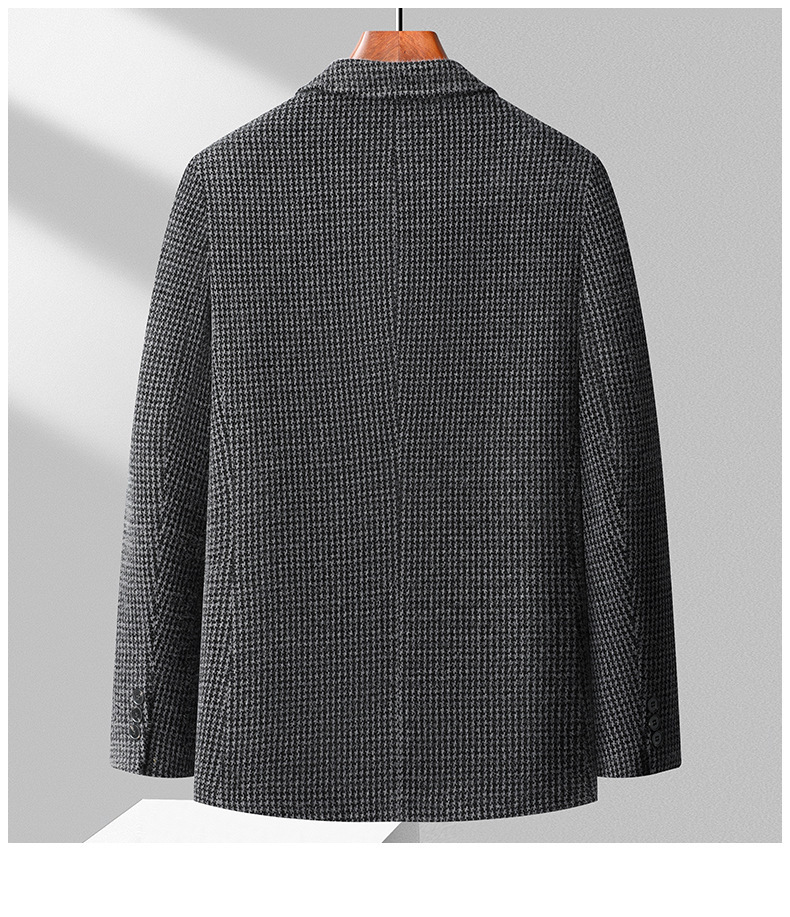 Áo blazer nam dáng ôm họa tiết caro houndstooth dày dặn phong cách Hàn Quốc — Ca rô Houndstooth Đen Xám, Ca rô Houndstooth xám nhạt