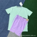 Crystal strip short sleeve green+d218 purple