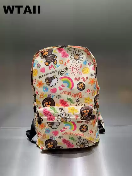 Bead Baby Cute Cartoon Little Monkey Backpack Printed Large Capacity Backpack Graffiti Student School Bag Large