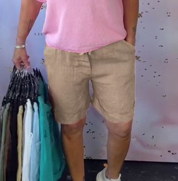 Casual Womens Solid Color Pocket Shorts Summer Style Adjustable Drawstring Versatile Fit Wholesale Available