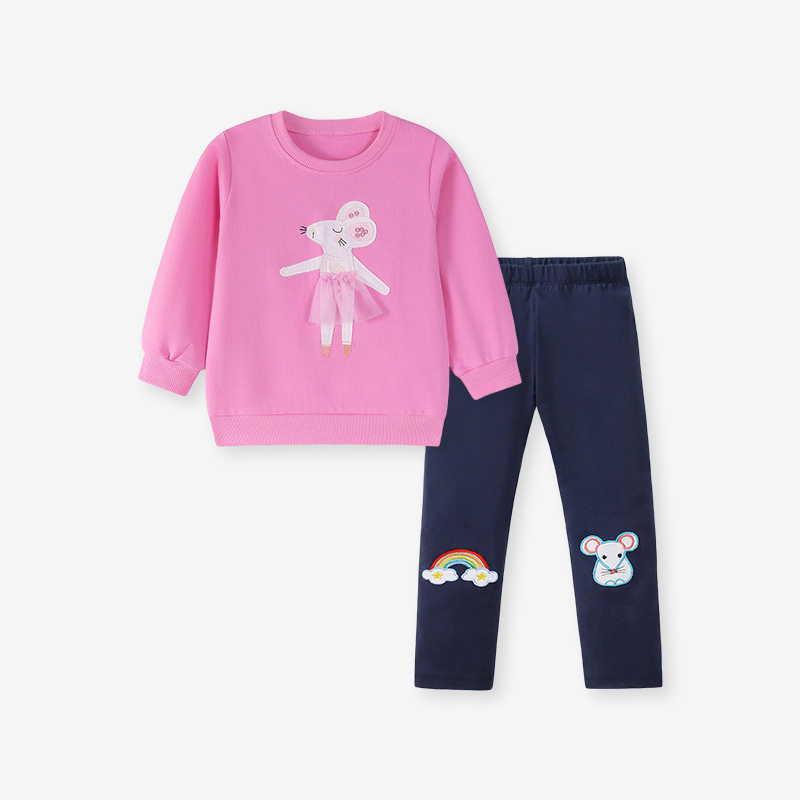 Nouvel ensemble fille, ensemble enfant, tenue enfant manche longue automne deux pièces