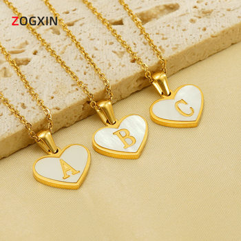 Cross-border explosions 26 English letters love inlaid shell necklace female European and American titanium steel clavicle chain pendant jewelry wholesale