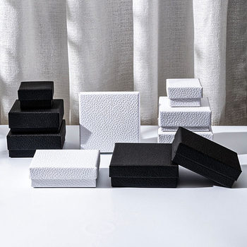 Ready-Made Black and White Textured Jewelry Packaging Box, Pendant Ring Box, Bracelet, Earrings, Necklace Jewelry Box