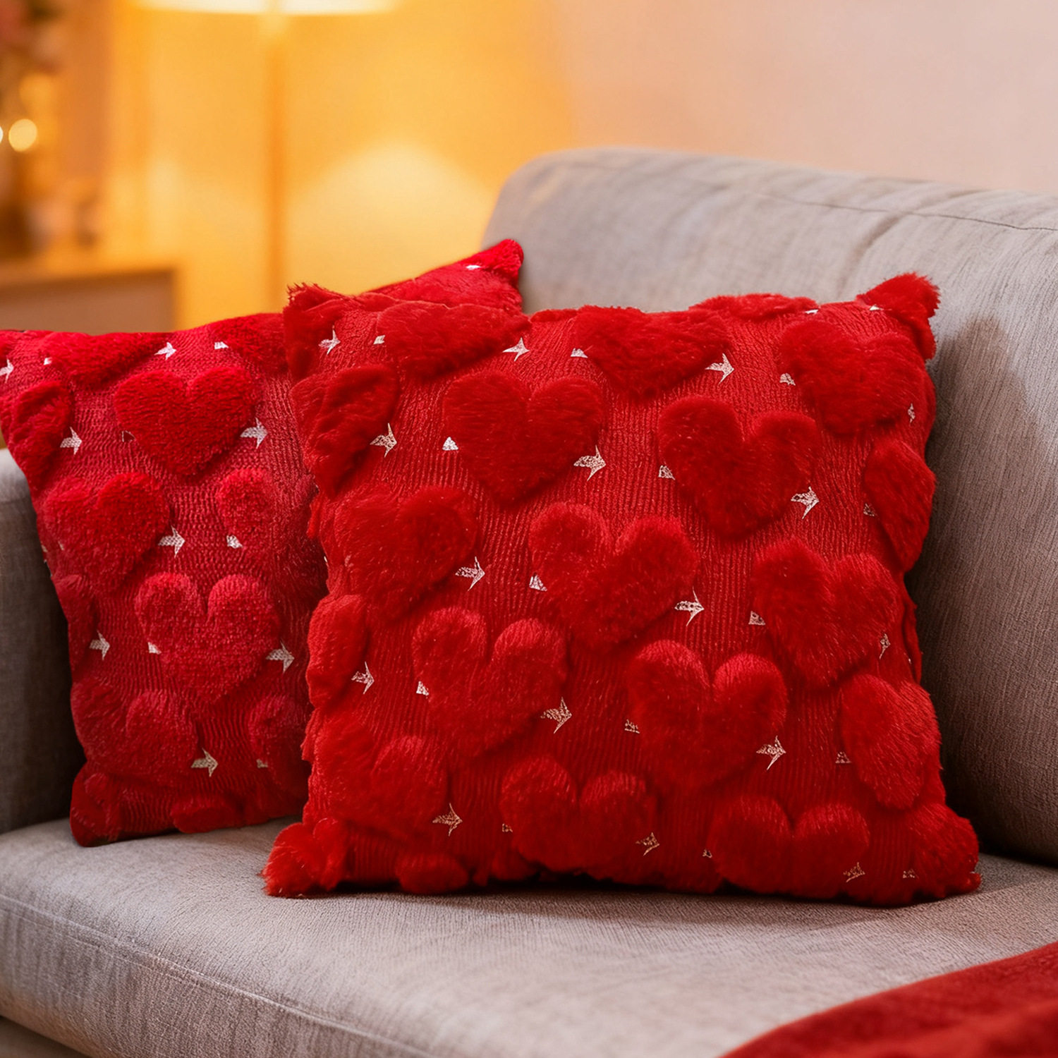 Cross-Border Amazon Valentine's Day Pillow Cover Love Three-Dimensional Plush Quilted Embroidery Sofa Bedroom Cushion Pillow Now