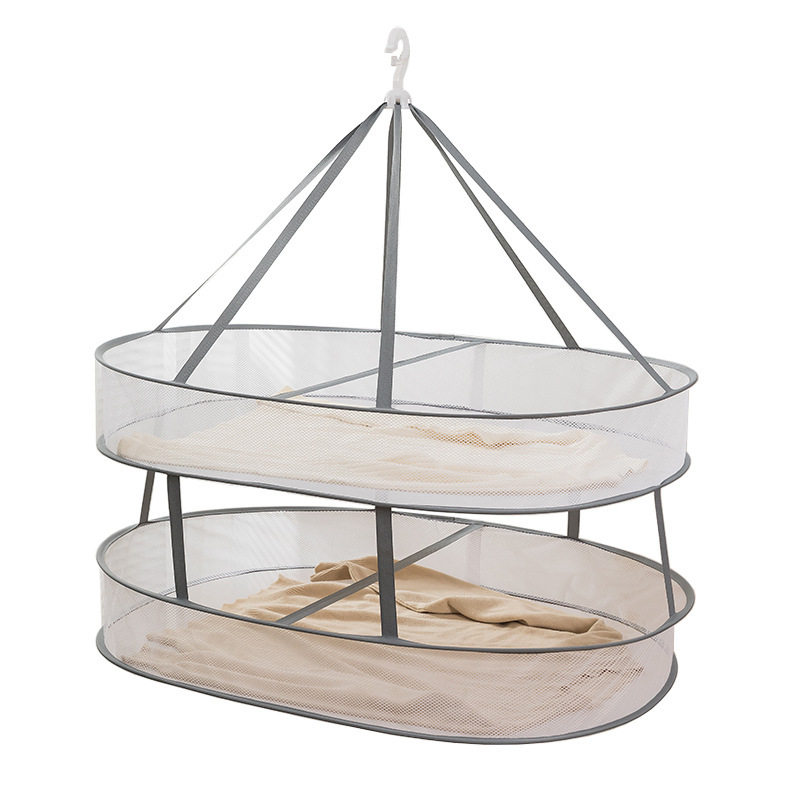 Windproof clothes basket sweater flat drying net clothes basket folding clothes net three-layer clothes rack wholesale