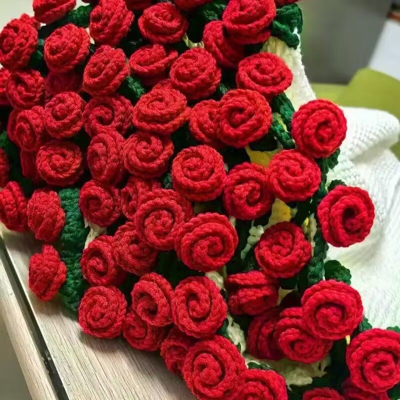 Rose Bouquet Blanket DIY Material Package Tulip Flower Blanket Wool Ball Hand-Knitted Gift for Best Friend Direct Sale