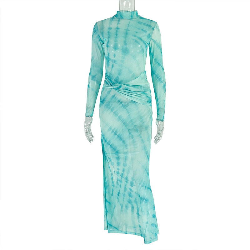 Elegant Womens Long Sleeve Floral Dress Slim Fit High Neck Comfortable Sheath Style Perfect for Work or Casual