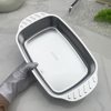 Square household stainless steel grilled fish plate deep plate binaural anti-scald induction cooker commercial thickened tray grilled fish plate