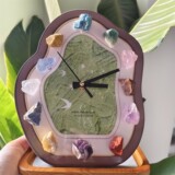 Трансграничный натуральный кристалл, необработанный камень, настольные часы в деревянном стиле, маятник, настенные часы для гостиной, ретро-часы, декоративная ниша