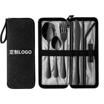 Amazon Portable suit Outdoor Travel Knife and Fork Spoon Chopsticks Straw Bottle Opener Family Dinner Camping Tableware