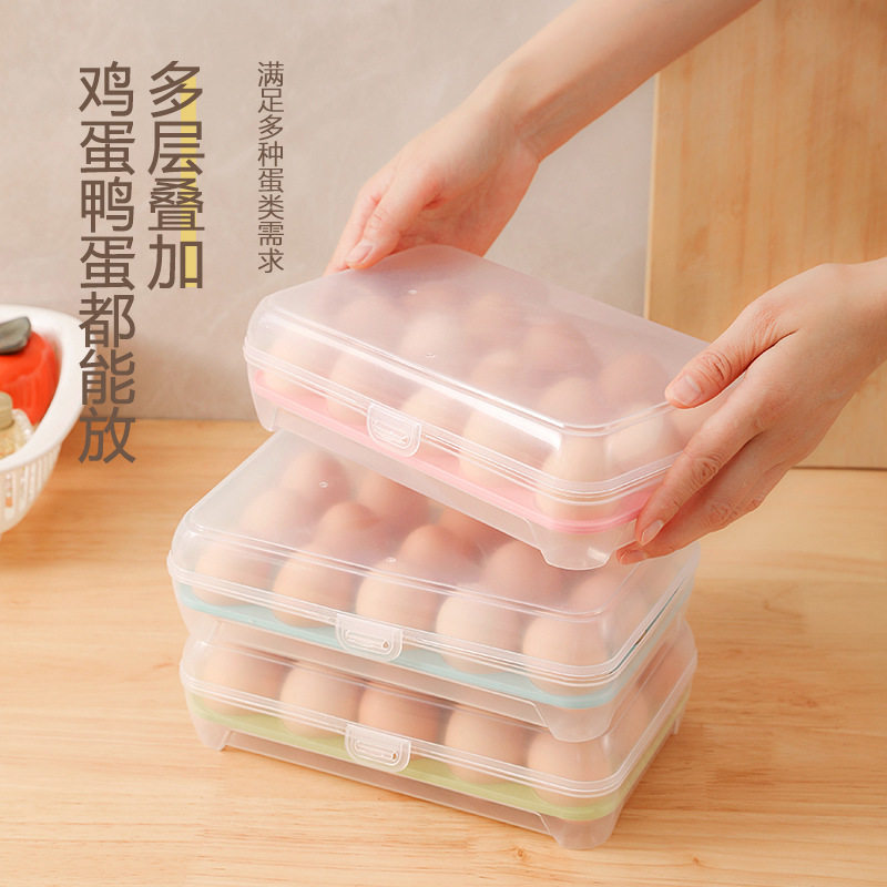 Kitchen 15-compartment refrigerator egg box fresh-keeping box plastic portable food storage box transparent egg tray box