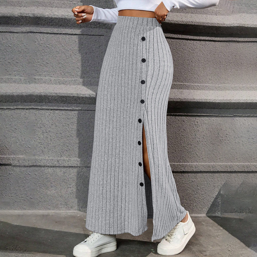 High Waisted Maxi Skirt Simple Versatile Draped Design Spring Summer Casual Wear Wholesale Available