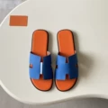 Blue and orange-palm print
