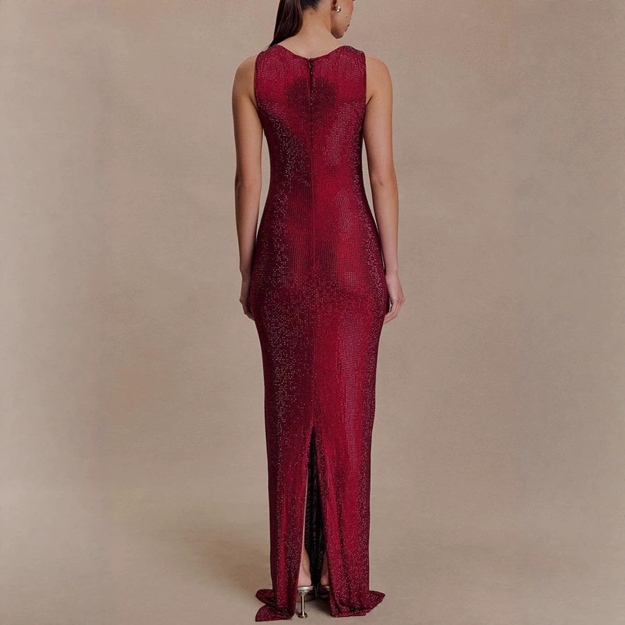 Sequin Bodycon Dress Sleeveless Back Zipper Split Design Summer Evening Wear Wholesale Available