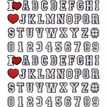 Cross-border pvc black and white gray letter shoes flower shoe buckle digital hole shoes diy accessories hole shoes decoration wholesale accessories