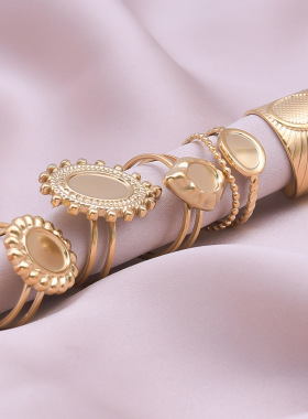 304不锈钢钛钢指环几何椭圆形戒指底托女冷淡风小众简约开口