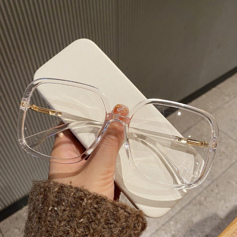 Large frame plain face artifact black frame anti-blue light glasses women's round face slimming Internet celebrity Little Red Book frame can match myopia men