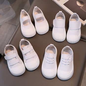 Children's White Shoes Girls White Cloth Shoes Boys Canvas Shoes Primary School Students White Sneakers Kindergarten Indoor sneaker